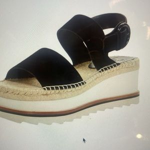 Marc fisher LTD Greenlee suede, ankle wedge, black sandals